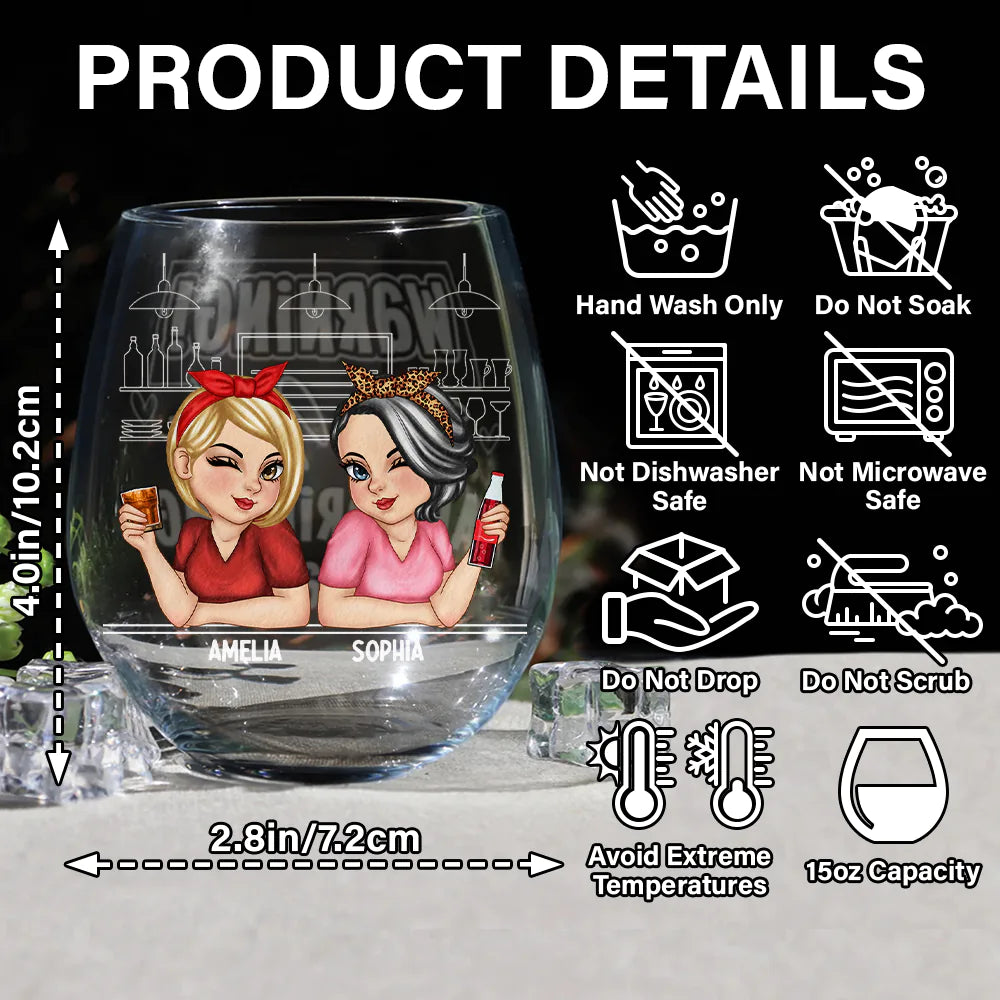 Gift For Bestie, Gift For Sisters, Gift For Sibling - Warning The Girls Are Drinking Again - Personalized Stemless Wine Glass