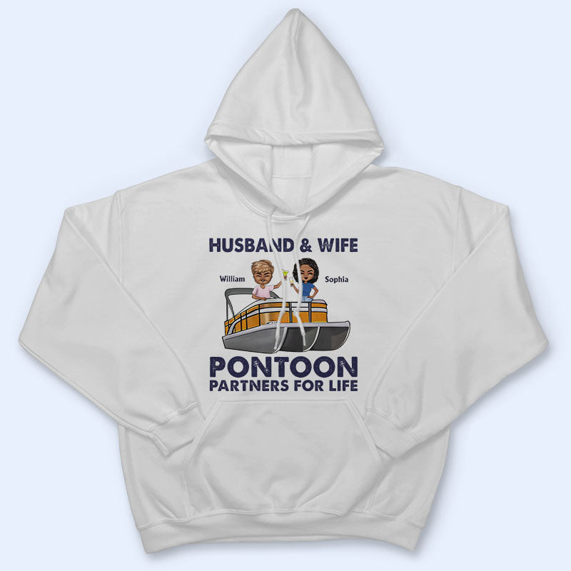 Pontoon Partners For Life - Pontoon Captain Pontoon Queen- Personalized Custom T Shirt