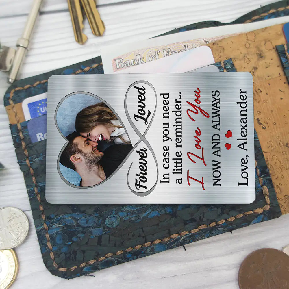 Gift For Couples, Gift For Husband, Gift For Wife, Gift For Boyfriend, Gift For Girlfriend - Custom Photo In Case You Need A Little Reminder Couple - Personalized Aluminum Wallet Card