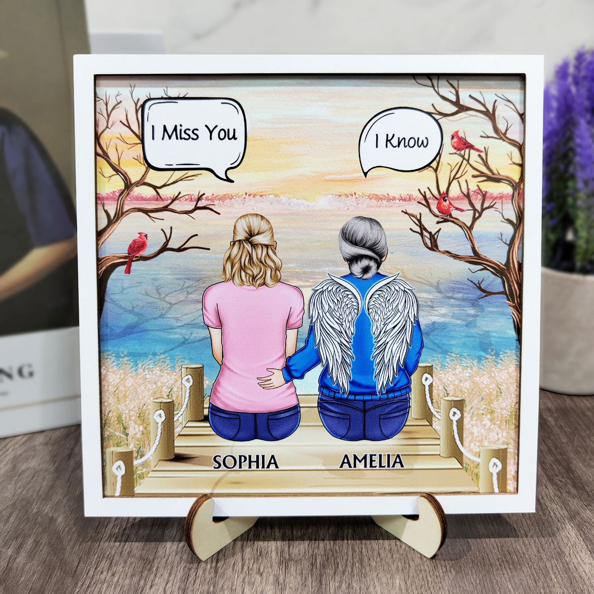 I Miss You I Know - Memorial Gift For Family, Friends, Siblings - Personalized 2-Layered Wooden Plaque With Stand