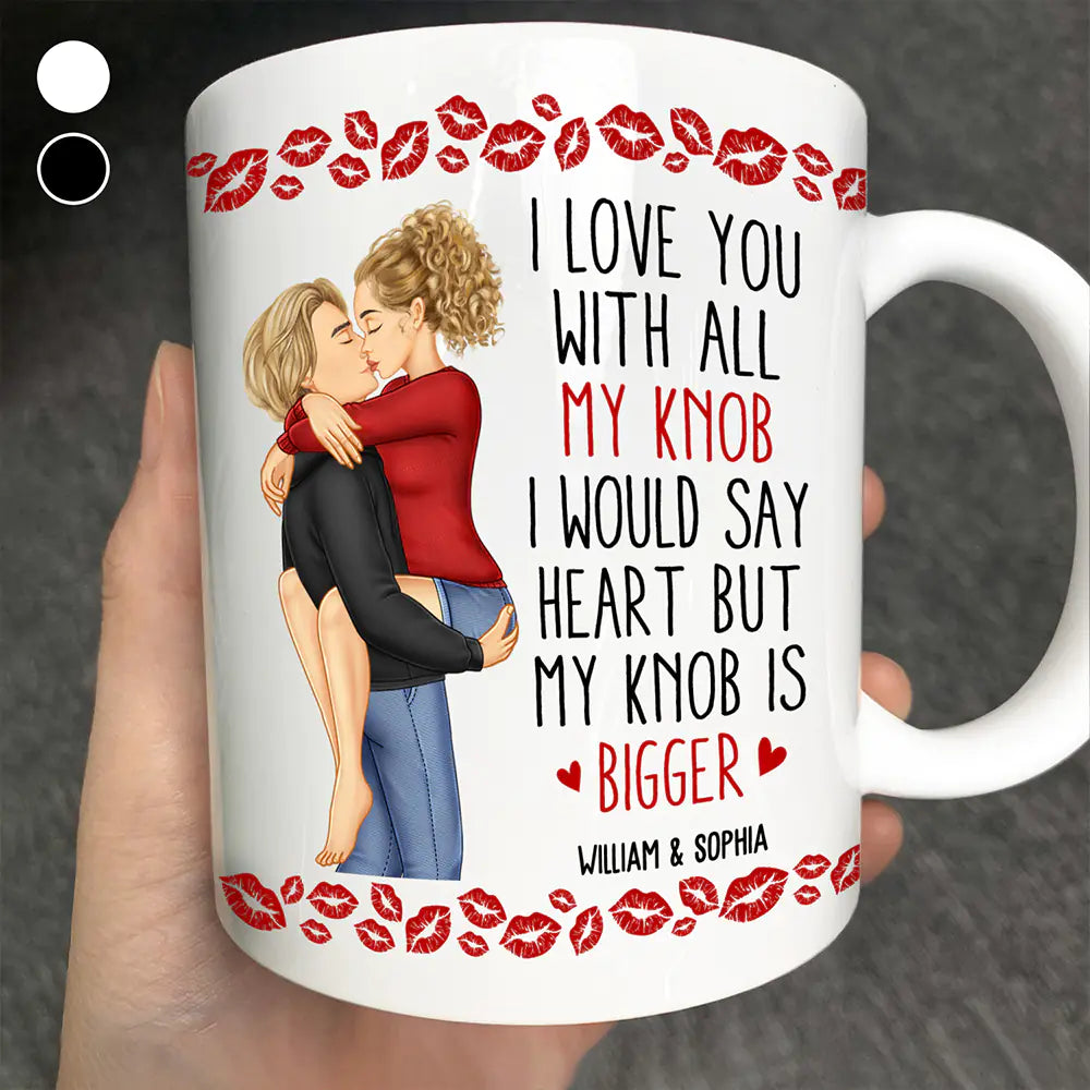 Kissing Couple Funny I Love You With All My Heart - Personalized Mug