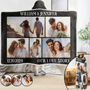 Gift For Couples,Gift For Husband,Gift For Wife - Custom Photo Couple Our Love Story - Personalized Wearable Hooded Blanket
