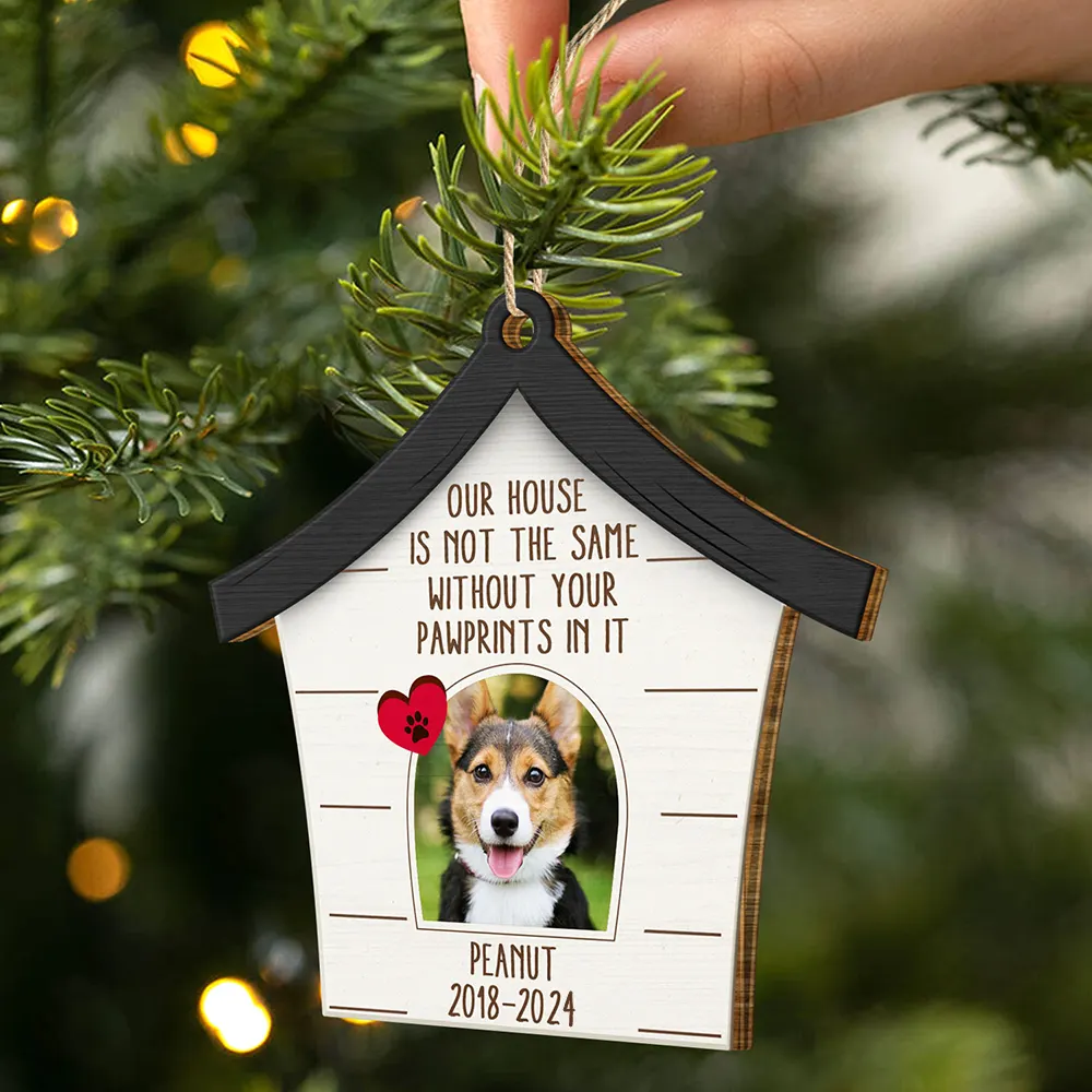 Custom Photo Dog Cat Our House Is Not The Same Without Your Pawprints - Pet Memorial Gift, Christmas Gift - Personalized Custom Shaped Wooden Ornament