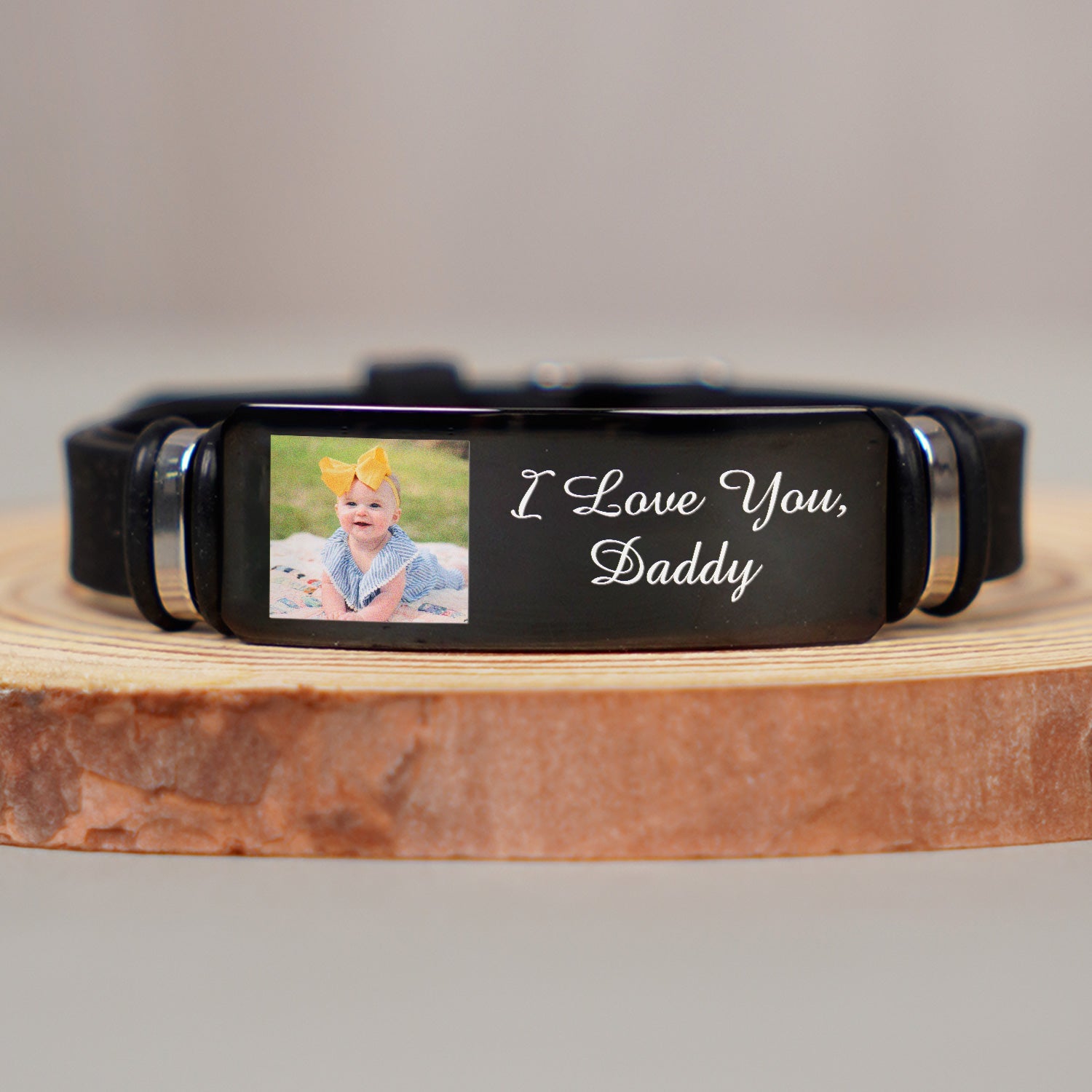 Custom Photo We Love You - Birthday, Loving Gift For Husband, Dad, New Parent - Personalized Engraved Bracelet