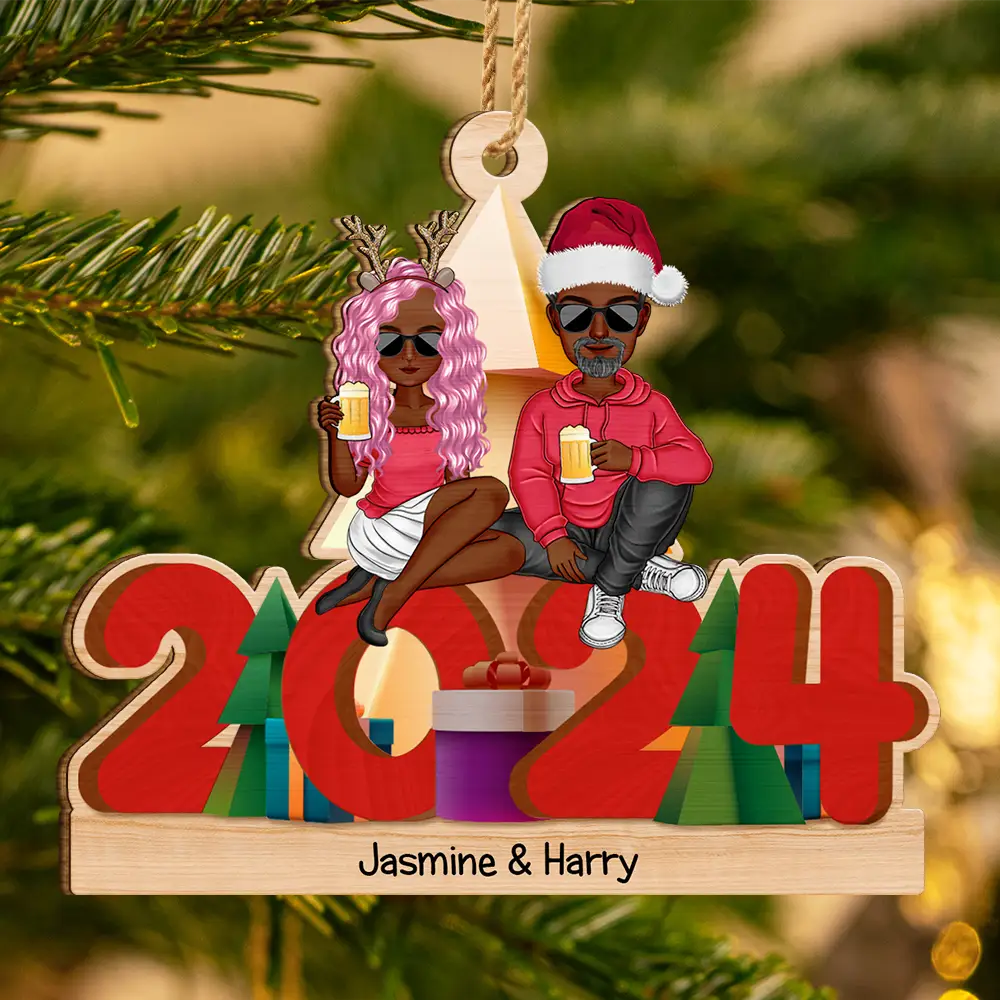 Christmas 2024 All Family - Personalized Wooden Cutout Ornament