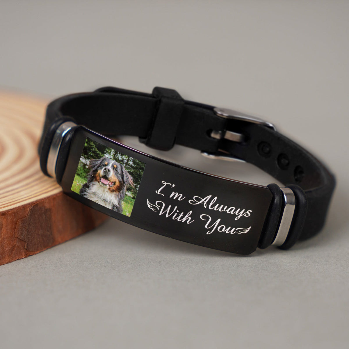 Custom Photo I'm Always With You - Memorial Gift For Pet Lover, Dog Mom, Cat Dad - Personalized Engraved Bracelet