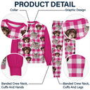 Custom Photo,Pet Lovers,Dog Lovers,Cat Lovers,Happy - Custom Photo Funny Dog Cat Pet Human Face Plaid Pattern - Personalized Unisex Pajamas Set