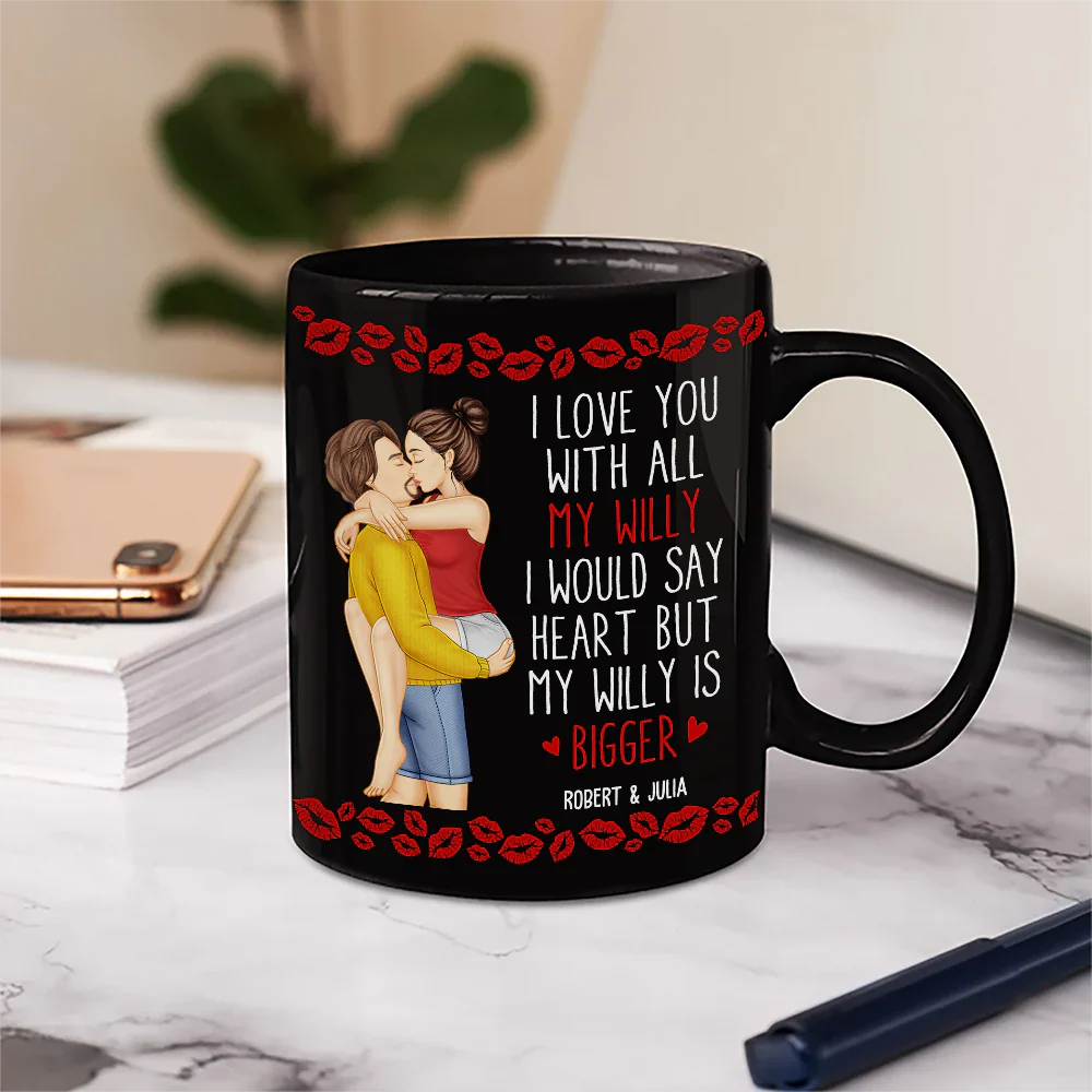 Gift For Couples, Gift For Wife - Kissing Couple Funny I Love You With All My Heart - Personalized Mug