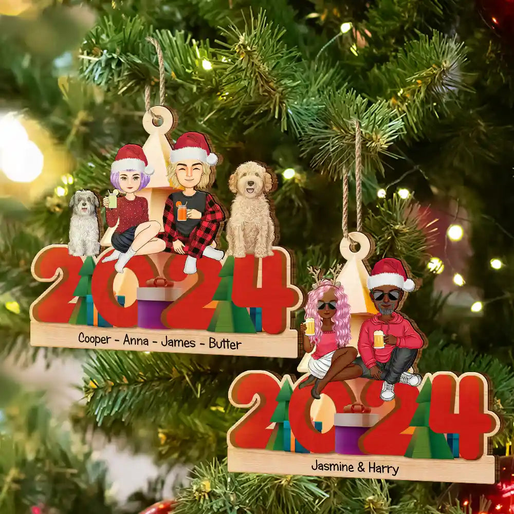 Christmas 2024 All Family - Personalized Wooden Cutout Ornament