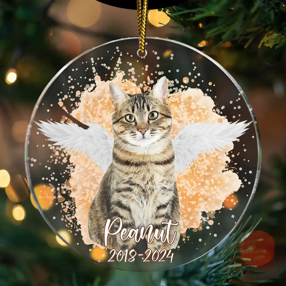 Custom Photo Memorial Dog Cat - Pet Memorial Gift, Christmas Gift - Personalized Circle Acrylic Ornament