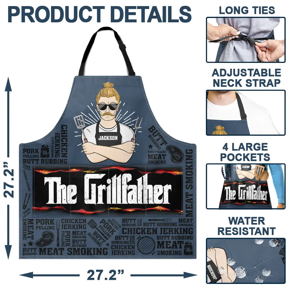 Meat Smoking Grillfather - Personalized Apron