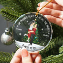 Christmas Couple Kissing My Favorite Place In All The World - Personalized Circle Glass Ornament