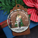 Christmas Couple Kissing My Favorite Place In All The World - Personalized Circle Glass Ornament