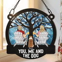 Four Seasons You, Me And The Dog - Personalized Window Hanging Suncatcher Ornament