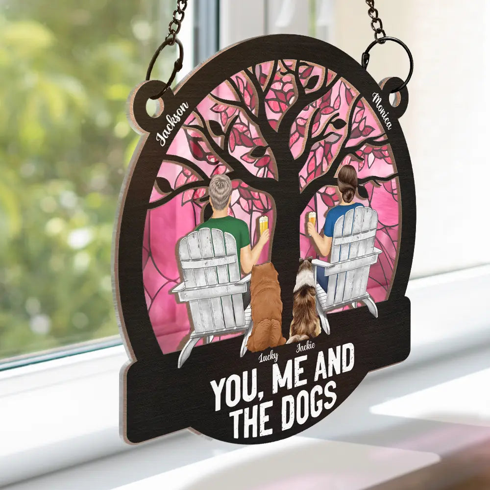 Four Seasons You, Me And The Dog - Personalized Window Hanging Suncatcher Ornament