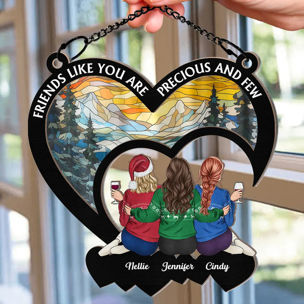 Christmas Bestie Friends Like You - Personalized Window Hanging Suncatcher Ornament