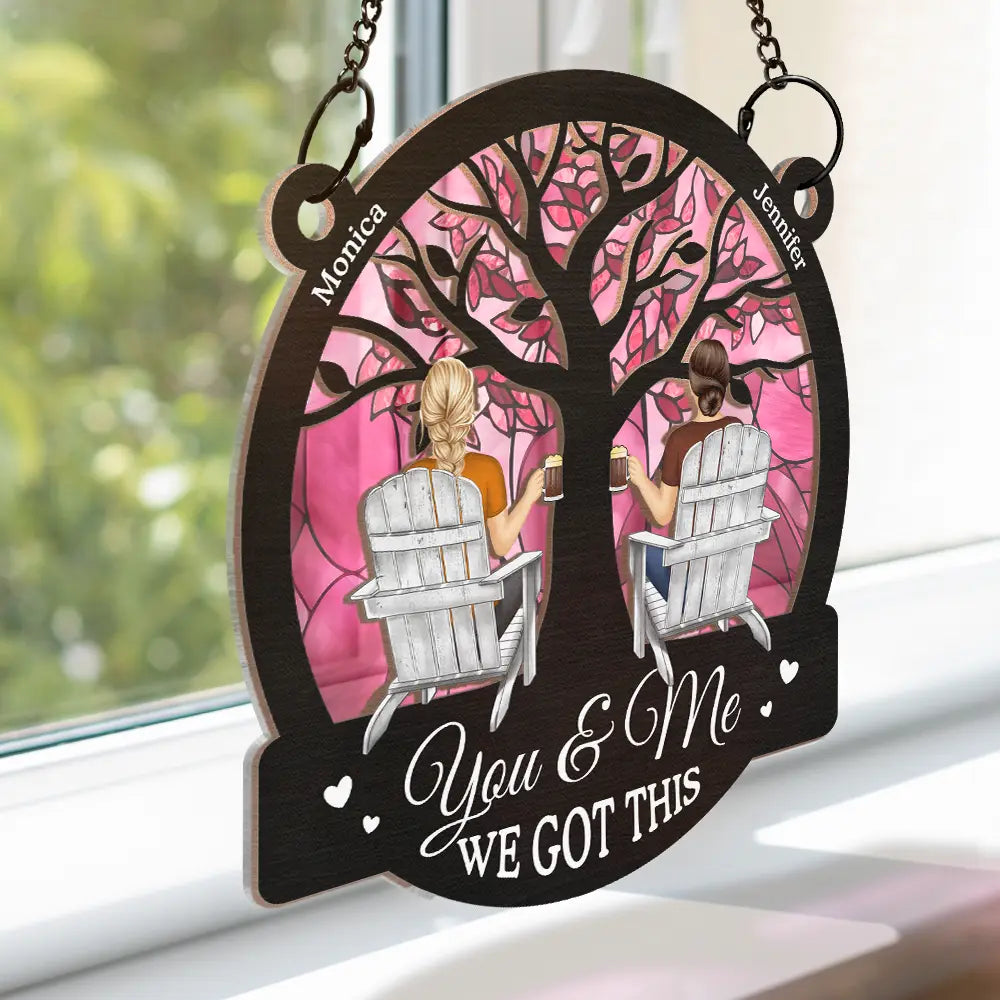 Gift For Couples - Four Seasons We Got This - Personalized Window Hanging Suncatcher Ornament