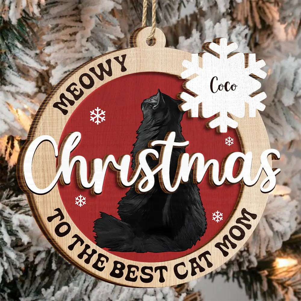 Pet Lovers, Cat Lovers - Christmas To The Best Cat Mom Cat Dad - Personalized 2-Layered Wooden Ornament