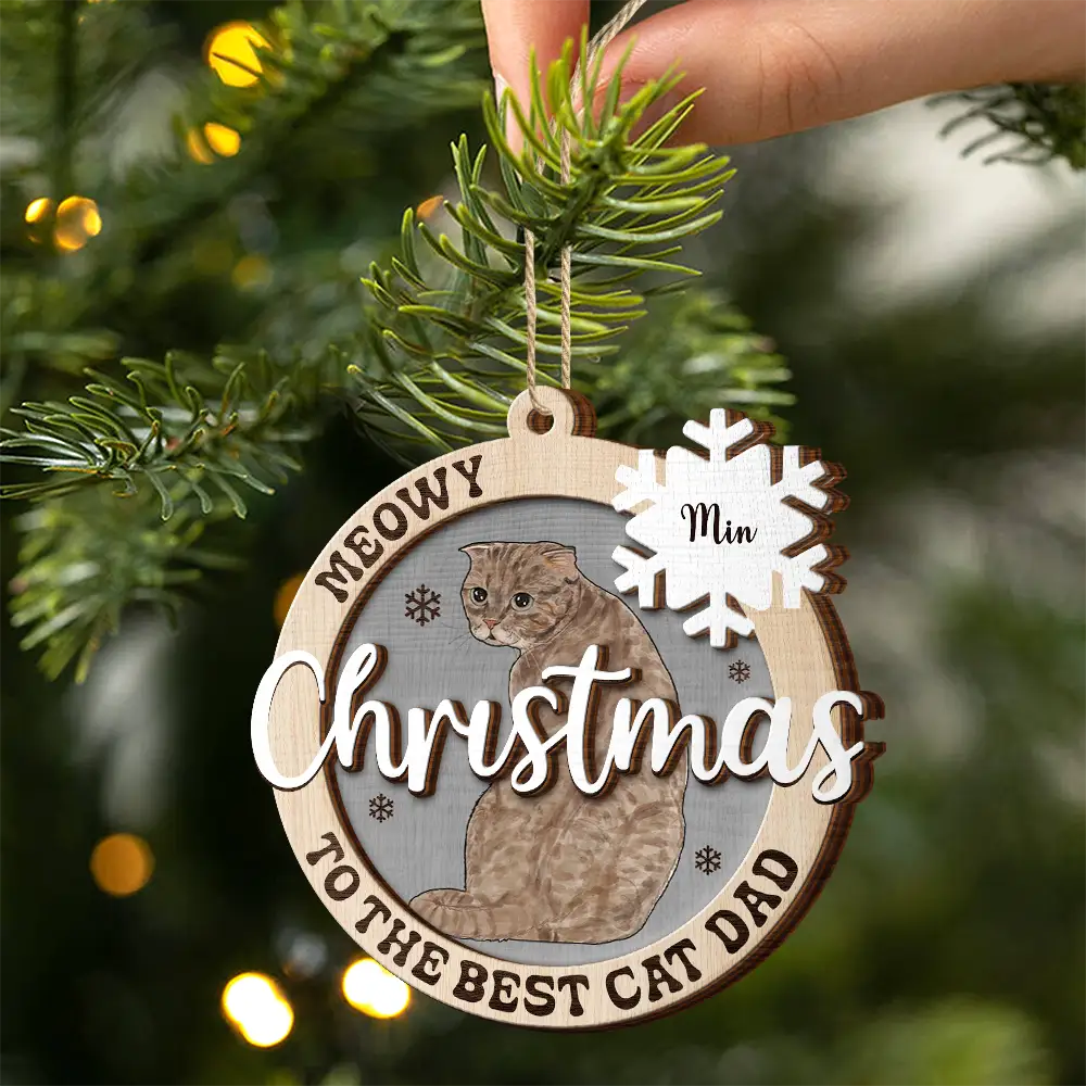 Pet Lovers, Cat Lovers - Christmas To The Best Cat Mom Cat Dad - Personalized 2-Layered Wooden Ornament