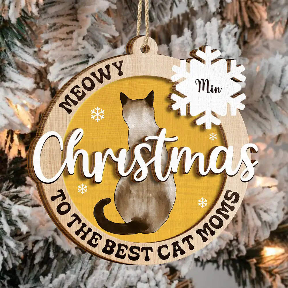 Pet Lovers, Cat Lovers - Christmas To The Best Cat Mom Cat Dad - Personalized 2-Layered Wooden Ornament