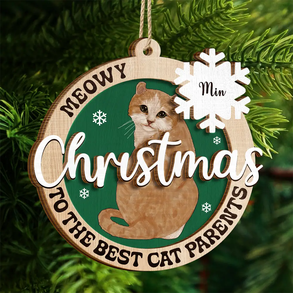 Pet Lovers, Cat Lovers - Christmas To The Best Cat Mom Cat Dad - Personalized 2-Layered Wooden Ornament