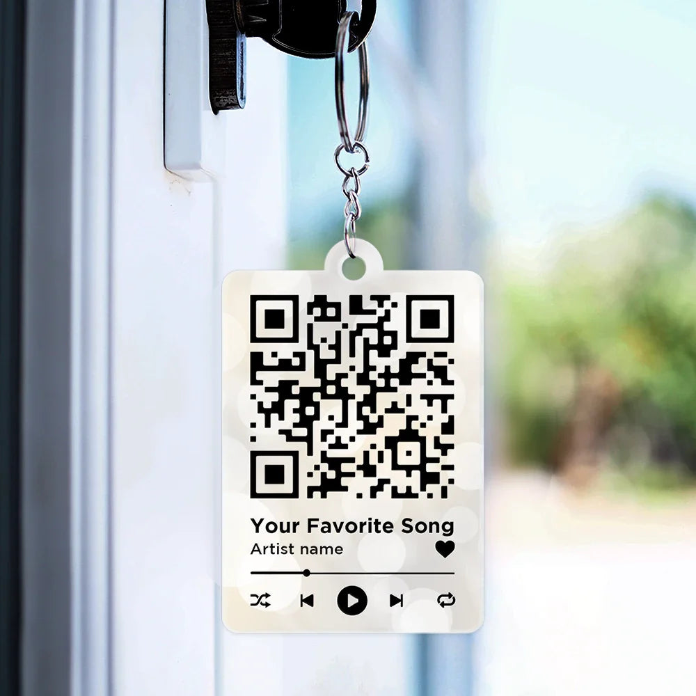 Gift For Couples - Couple Cartoon Song QR Code I'm Yours No Returns - Personalized Acrylic Keychain