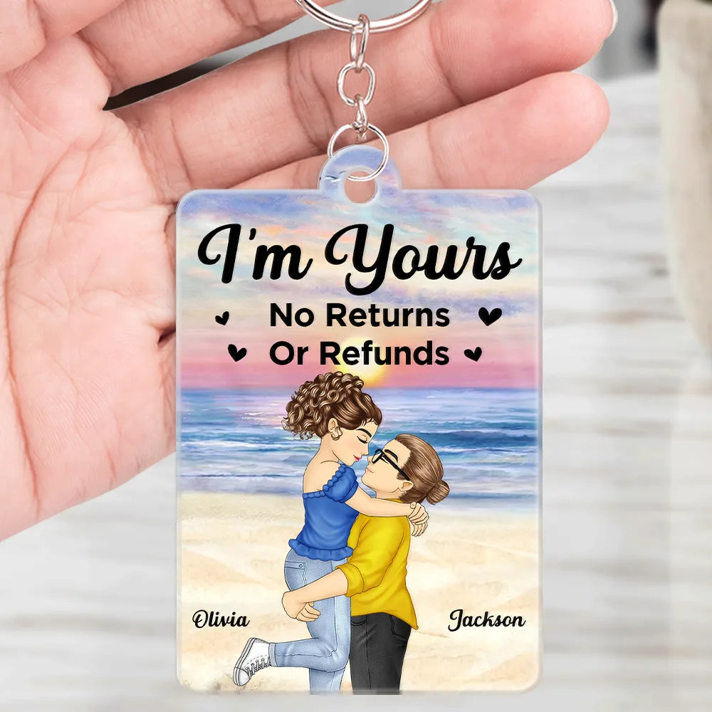 Gift For Couples - Couple Cartoon Song QR Code I'm Yours No Returns - Personalized Acrylic Keychain