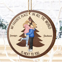 Gift For Couples, Gift For Husband, Gift For Wife, Gift For Boyfriend, Gift For Girlfriend - Christmas Couple My Favorite Place In All The World - Personalized Custom Shaped Wooden Ornament