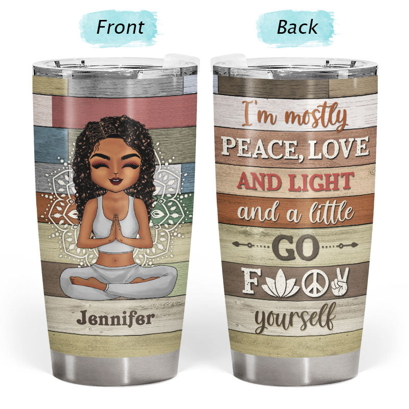 Yoga Chibi Girl Peace Love And Light - Personalized Custom Tumbler