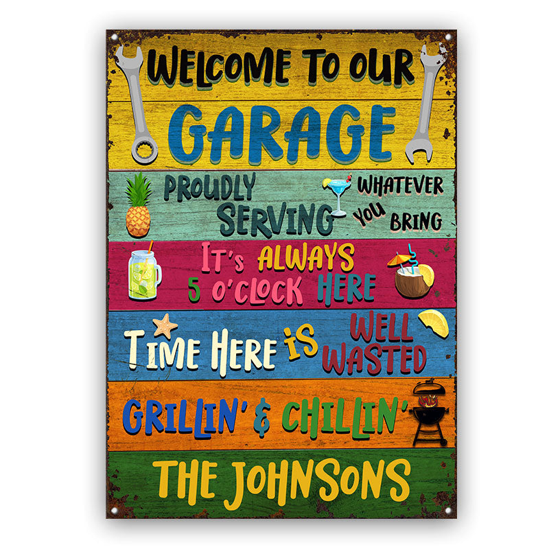 Welcome To Our Garage - Personalized Custom Classic Metal Signs