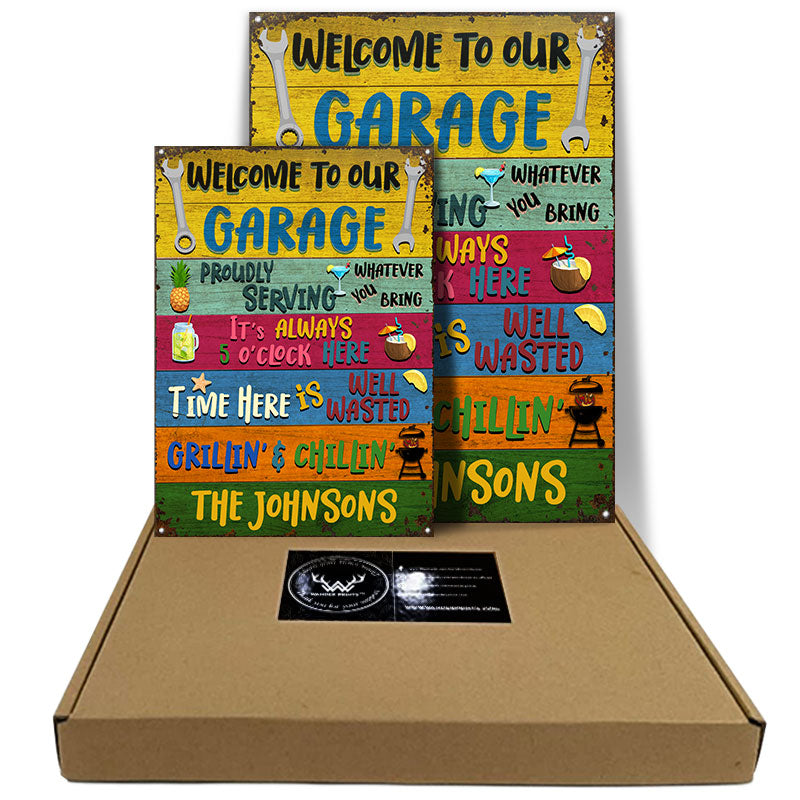 Welcome To Our Garage - Personalized Custom Classic Metal Signs