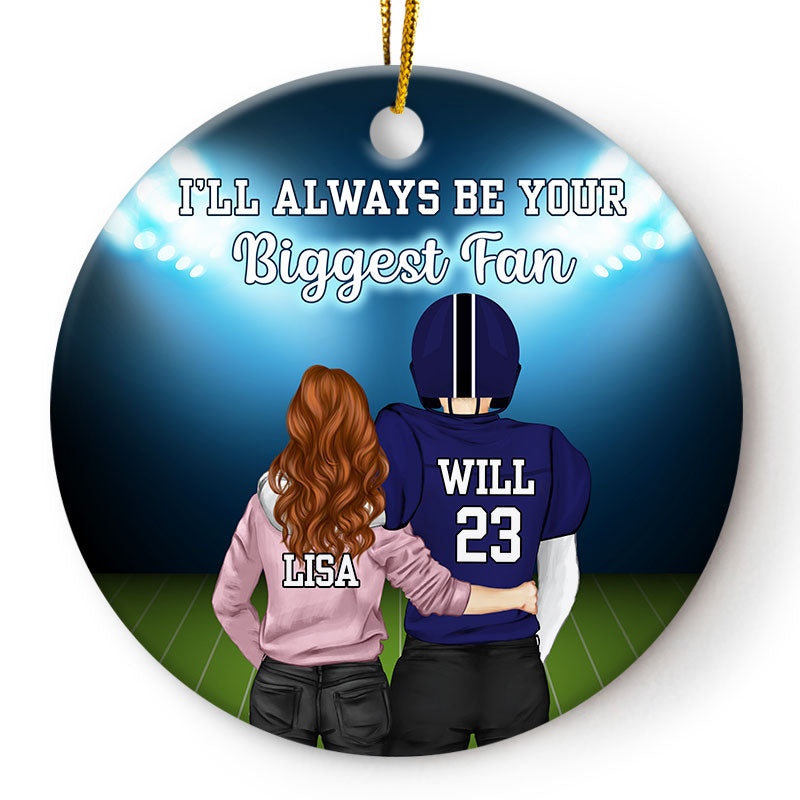 American Football Hockey I'm Your Biggest Fan - Personalized Custom Circle Ceramic Ornament