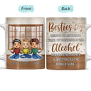 Besties Chibi Bonding Over Alcohol - Personalized Custom White Edge-to-Edge Mug