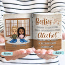 Besties Chibi Bonding Over Alcohol - Personalized Custom White Edge-to-Edge Mug