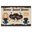 Chibi Couple Home Sweet Home - Personalized Custom Doormat