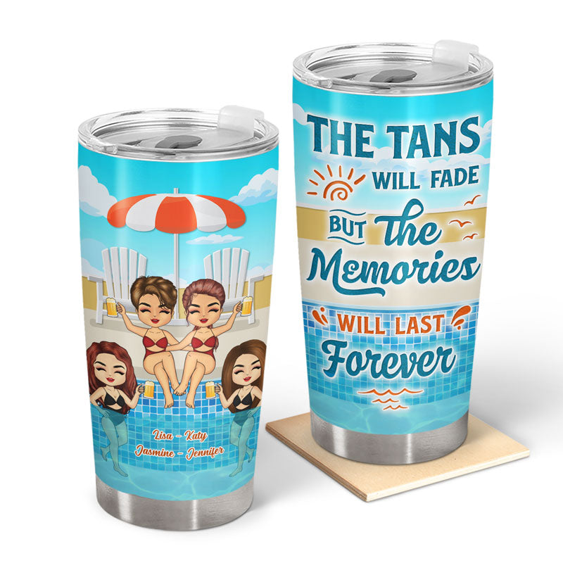 Swimming Pool Bestie The Tan Will Fade - Personalized Custom Tumbler