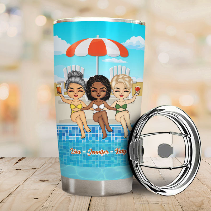 Swimming Pool Bestie The Tan Will Fade - Personalized Custom Tumbler