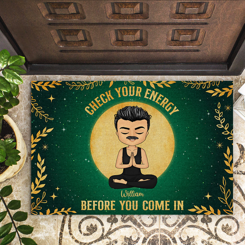 Check Your Energy - Gift For Yoga Lovers - Personalized Custom Doormat