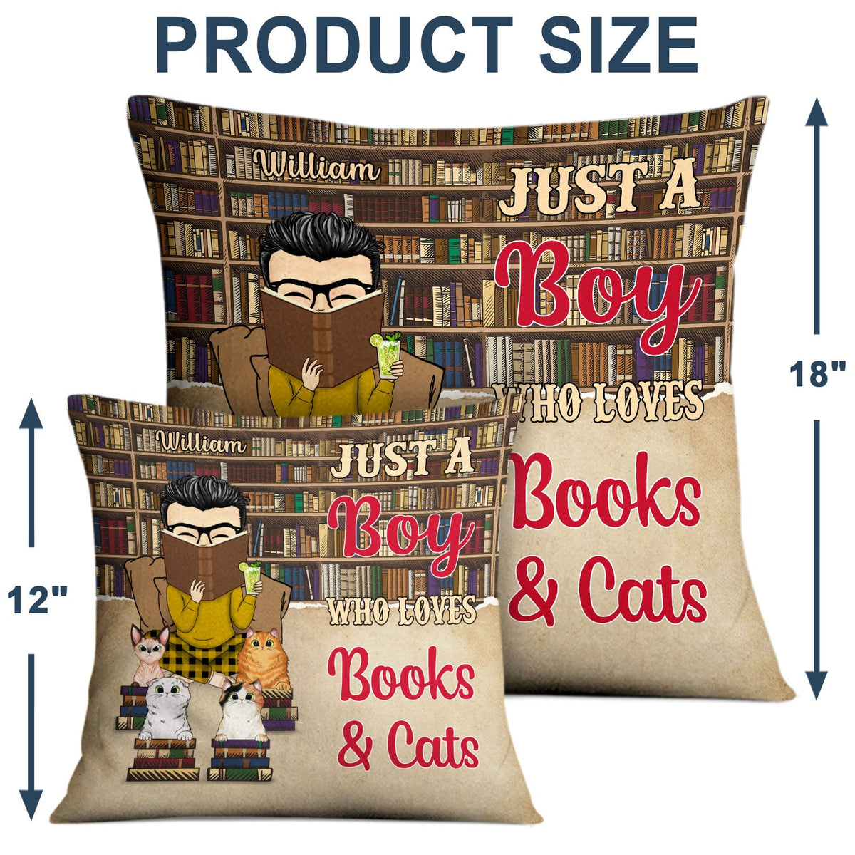 Reading Just A Girl Boy Who Loves Books & Dogs Cats - Personalized Custom Pillow