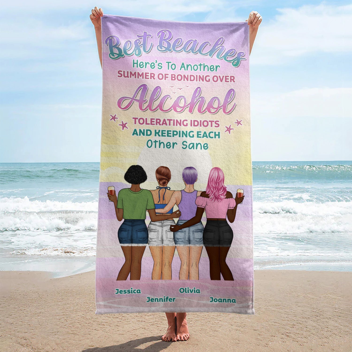 Here's To Another Summer - Gift For Bestie - Personalized Custom Beach Towel