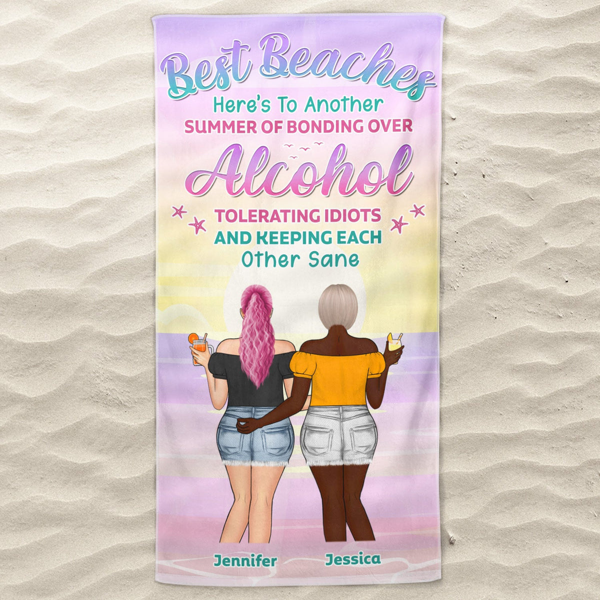 Here's To Another Summer - Gift For Bestie - Personalized Custom Beach Towel