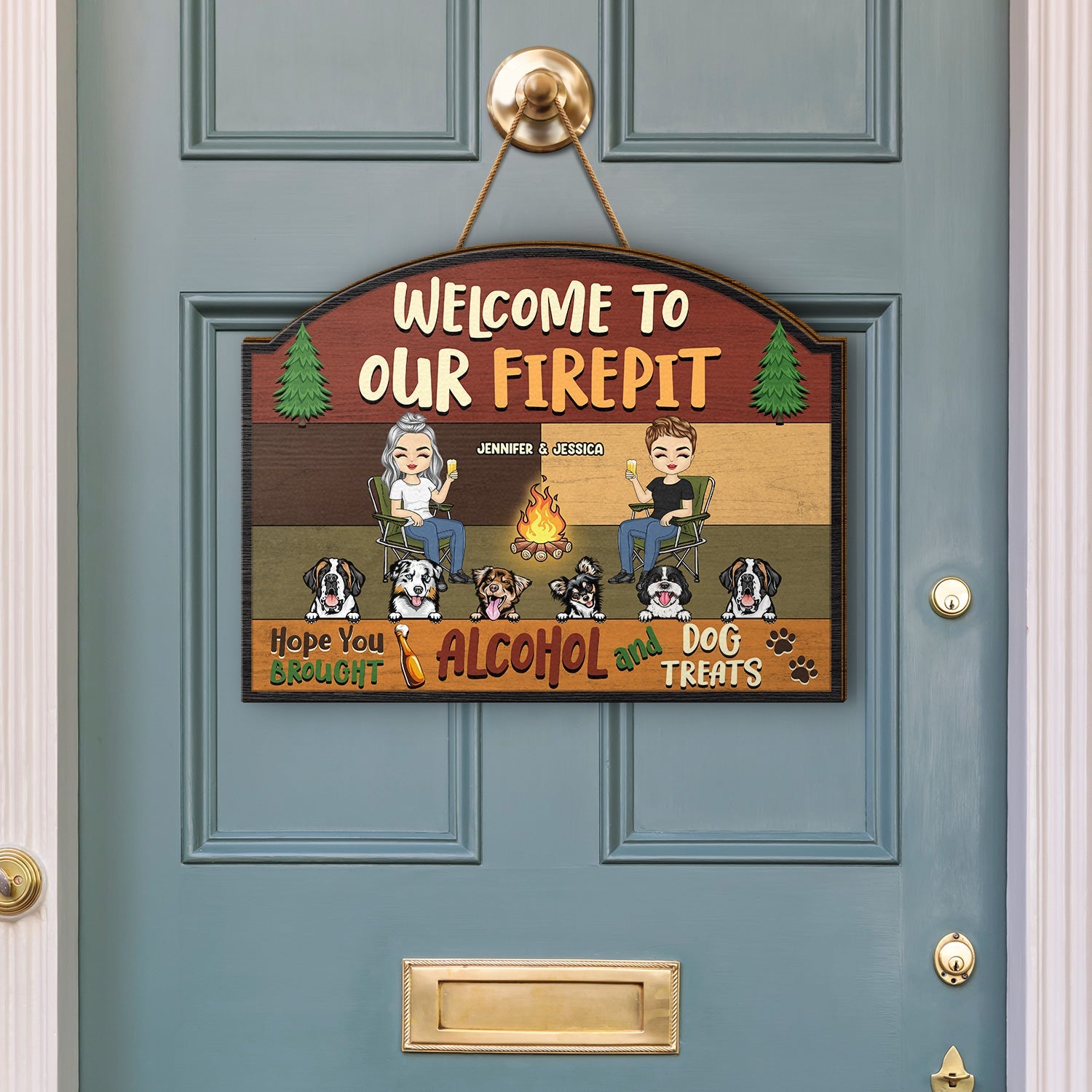 Welcome To Our Campsite Dog Treats - Gift For Couples - Personalized Custom Shaped Wood Sign