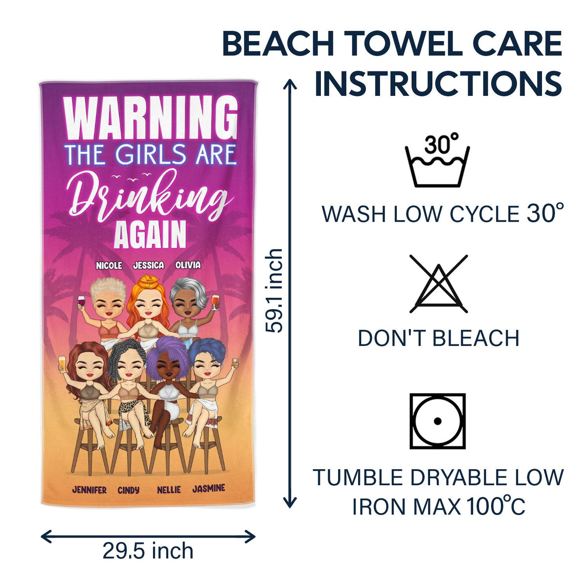 Beach Bestie Warning The Girls Are Drinking Again - Gift For Besties - Personalized Custom Beach Towel