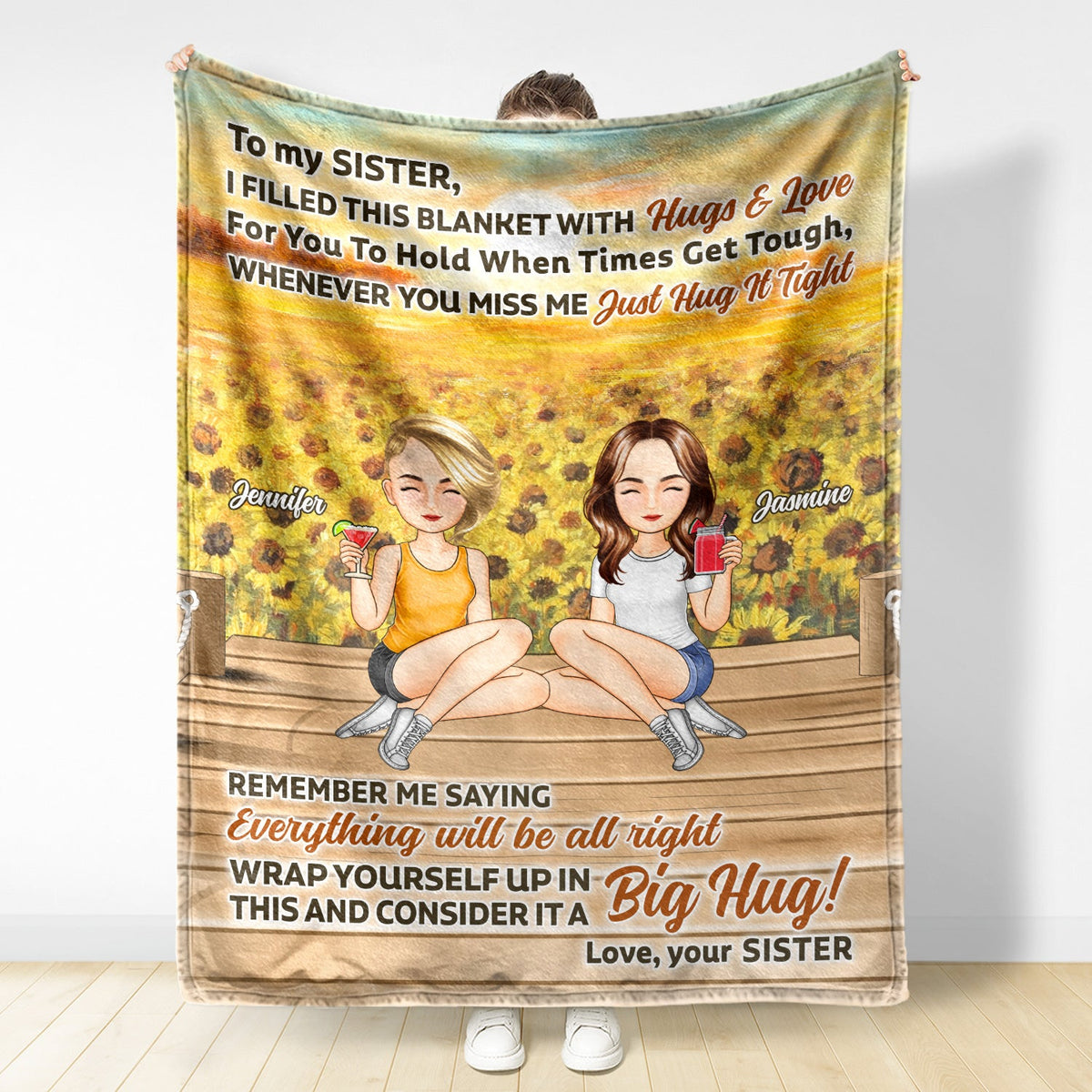 Lake Sister Hug This Blanket - Gift For Sister - Personalized Fleece Blanket