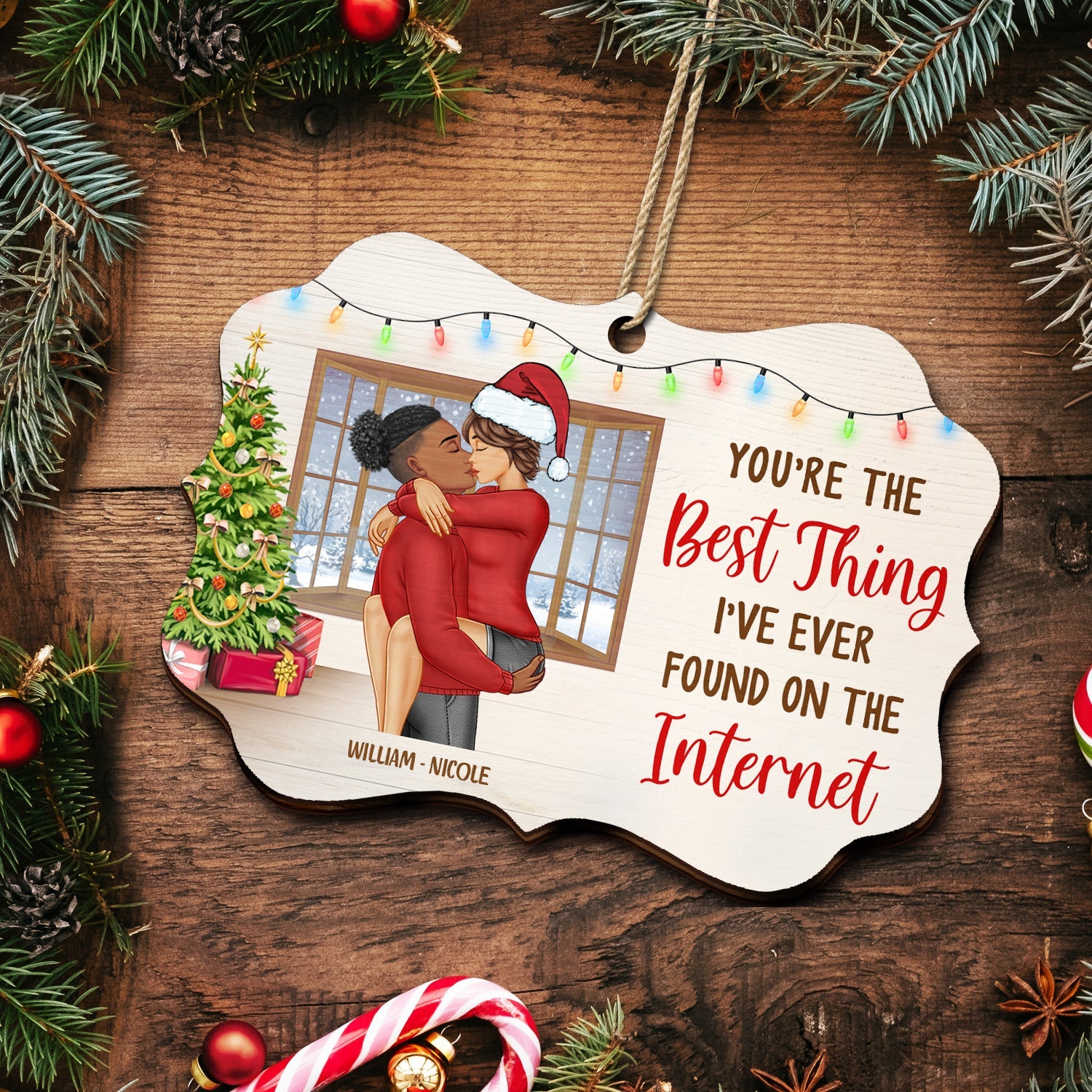 Christmas Couple You Are The Best Things - Gift For Couples - Personalized Medallion Wooden Ornament