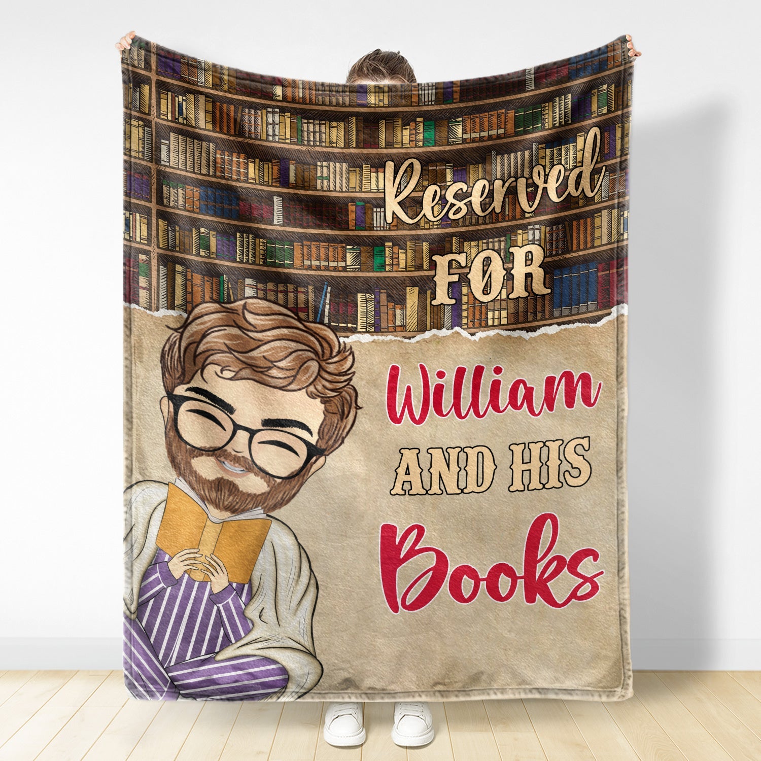 Reading Peeking Reserved For And Her Books - Gift For Book Lovers - Personalized Fleece Blanket