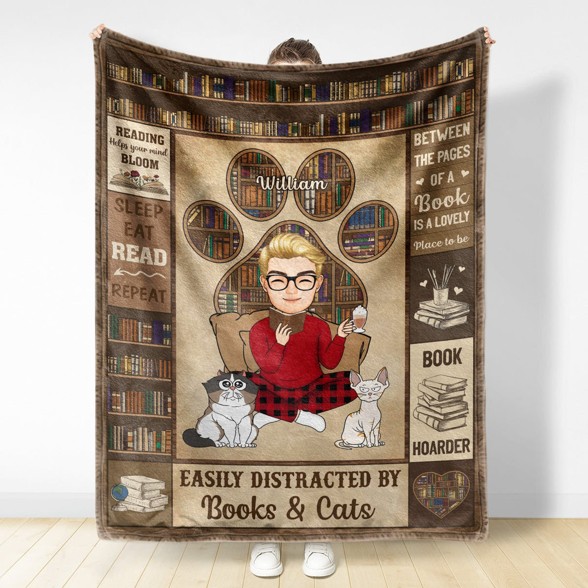 Reading Easily Distracted By Dogs Cats - Gift For Reading Lovers, Pet Lovers - Personalized Fleece Blanket