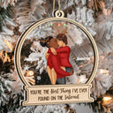 Christmas Kissing Couple Best Thing On The Internet - Gift For Couples - Personalized 2-Layered Mix Ornament