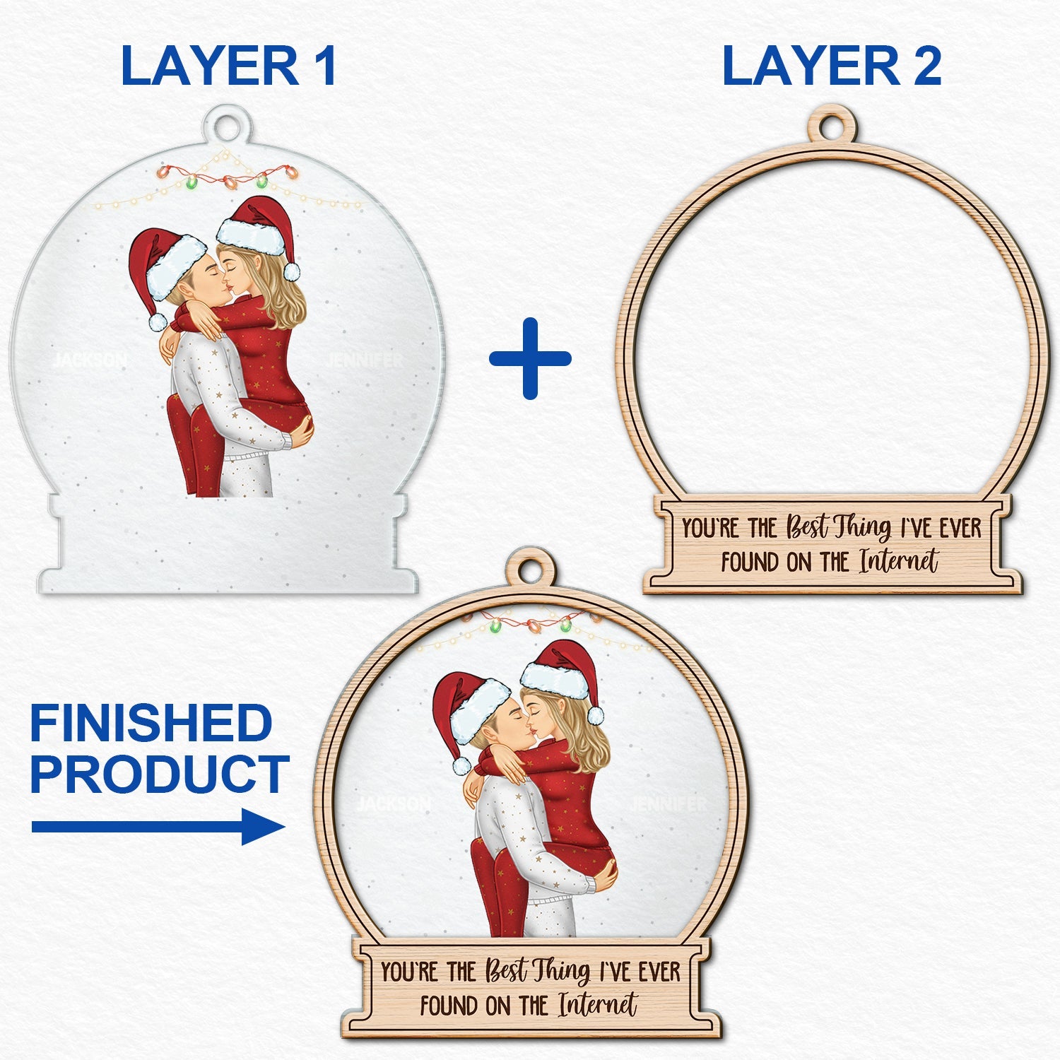 Christmas Kissing Couple Best Thing On The Internet - Gift For Couples - Personalized 2-Layered Mix Ornament