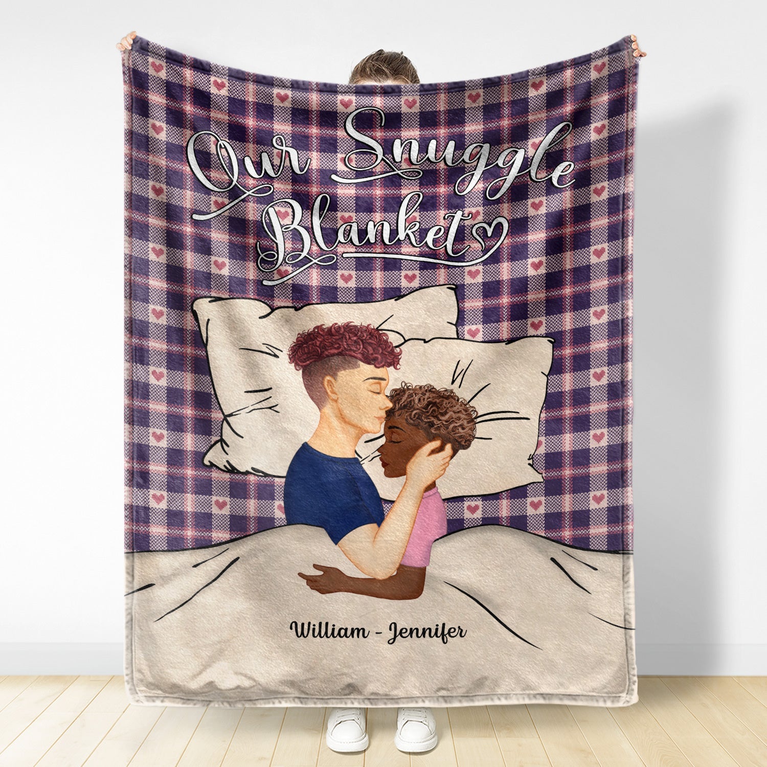 Side View Couple Our Snuggle Blanket - Gift For Couples - Personalized Fleece Blanket